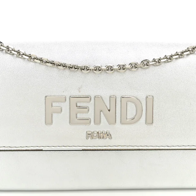 Fendi Metallic Calfskin Continental Wallet On Chain Argento in Calfskin from FASHIONPHILE, photo 7 of 9