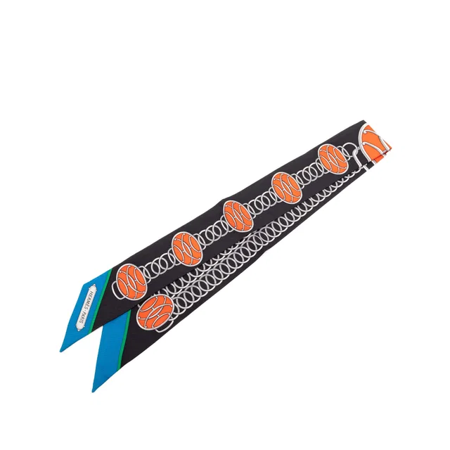 Black Hermès Lift Profile Silk Twilly Scarf Scarves in Black Silk from Designer Revival