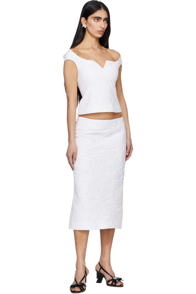 SHUSHU/TONG White Cut-Out U-Neck Crop Top, photo 4 of 4 from SSENSE