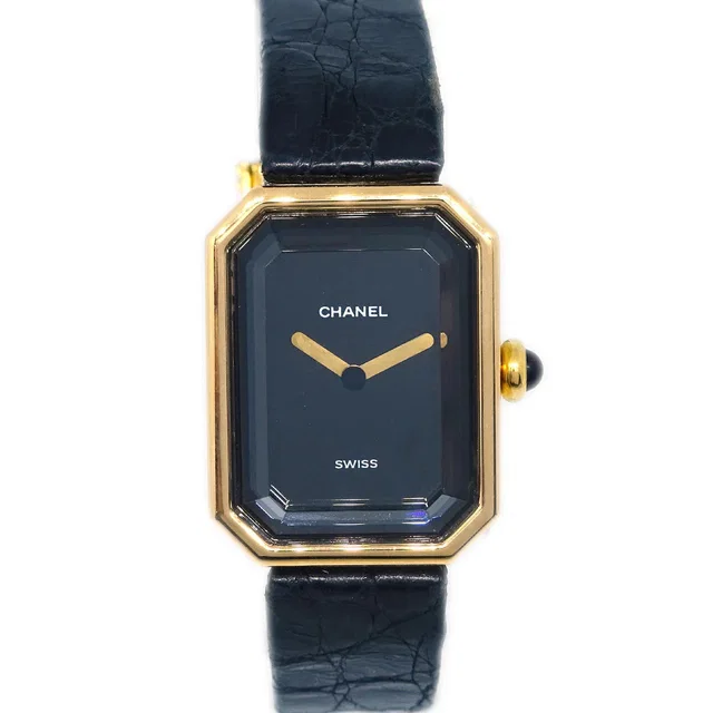 Chanel Premiere Watch Black 18KYG in Black Crocodile from AMORE Vintage Tokyo