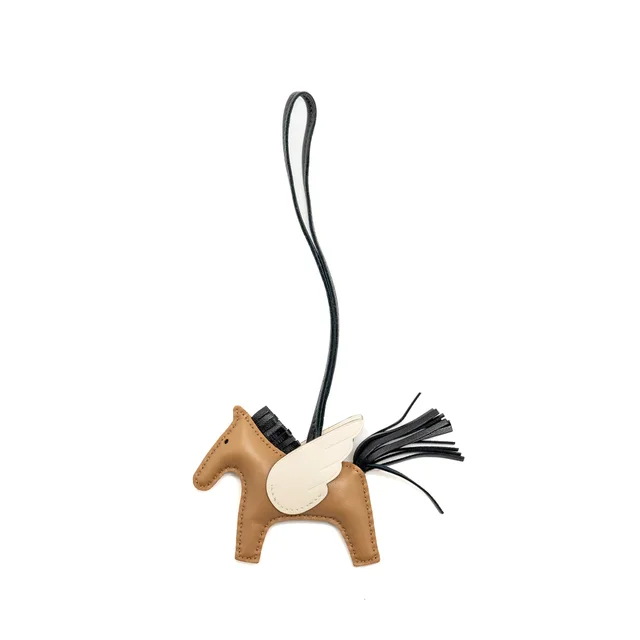 Hermès Rodeo Pegase PM Bag Charm Nata/Chai/Black Stamp Z in Black Leather from EMIER