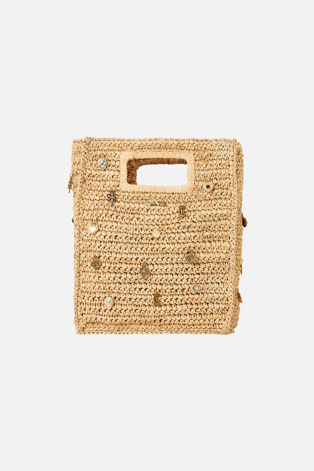 Camilla eBoutique RAFFIA MINI NORTH SOUTH TOTE WITH CHARMS NATURAL from CAMILLA, photo 1 of 1
