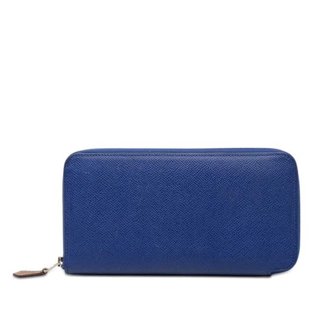 Blue Hermès Epsom Azap Silk In Long Wallet in Blue Epsom leather from Designer Revival