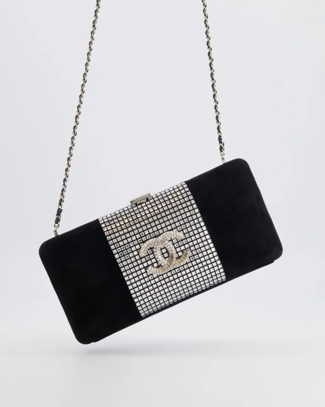 Chanel 2015 Paris-Dubai Black Suede Strass Crystal Clutch Bag with Crystal Embellished CC Logo in Black Suede from Sellier, photo 2 of 21