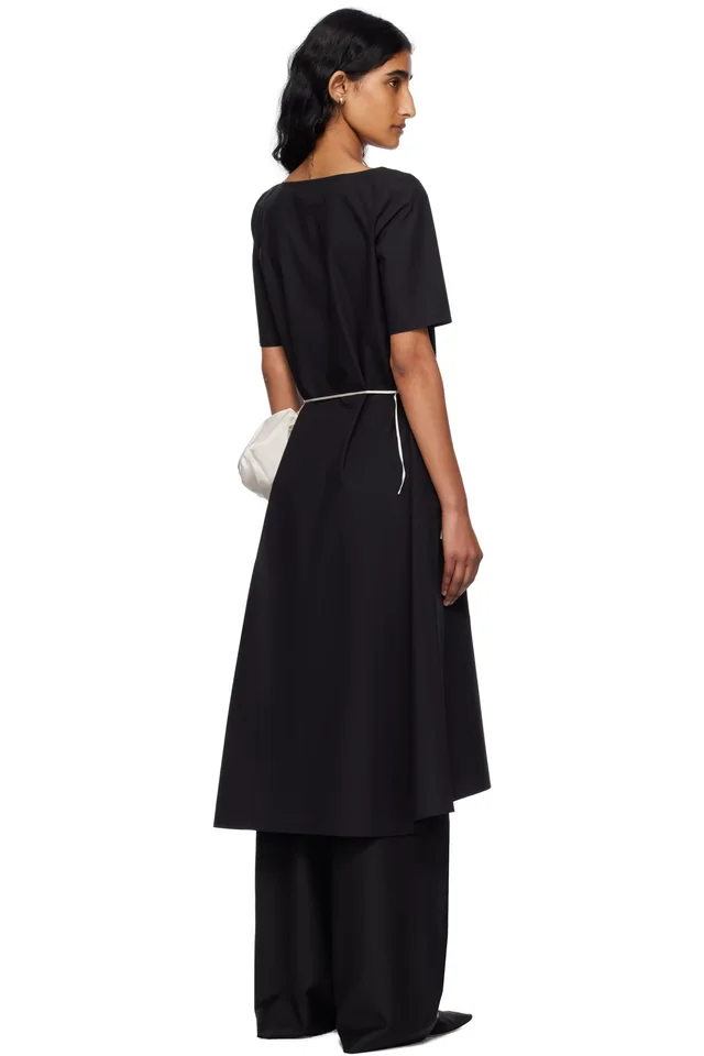 BAMBOU ROGER KWONG Black Cotton Poplin Midi Dress, photo 3 of 5 from SSENSE