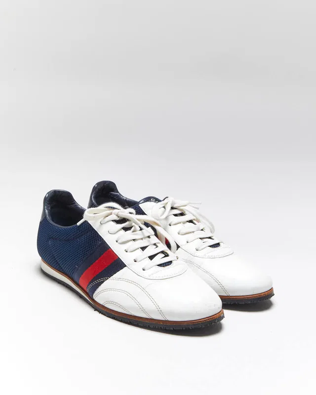 Vintage 2000s Women's Gucci Two-Tone Leather Mesh Low Trainers - UK 5 in Leather from Rokit Vintage