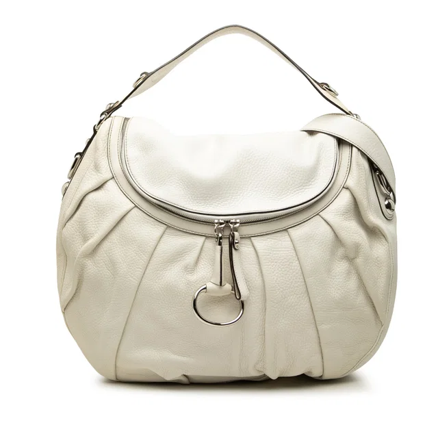 White Gucci Calfskin Icon Bit Satchel in White Calfskin from Designer Revival
