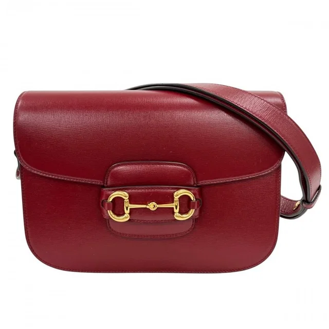 Gucci Shoulder Bag Horsebit 1955 Leather Red Gold in Red Leather from The Reluxe