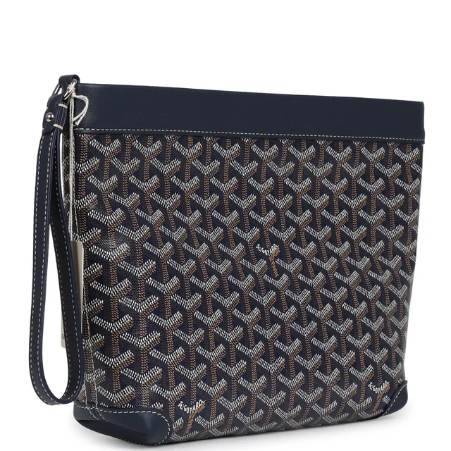 Goyard Goyardine Canvas Navy Blue Conti Pouch Palladium Hardware in Navy Canvas from Madison Avenue Couture, photo 2 of 2