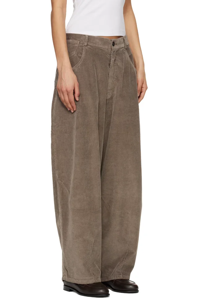 Cordera Gray Corduroy Baggy Trousers, photo 2 of 4 from SSENSE