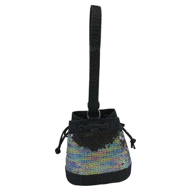 Chanel Sequin Denim Small Drawstring Bucket Bag Blue in Blue Denim from Dallas Designer Handbags