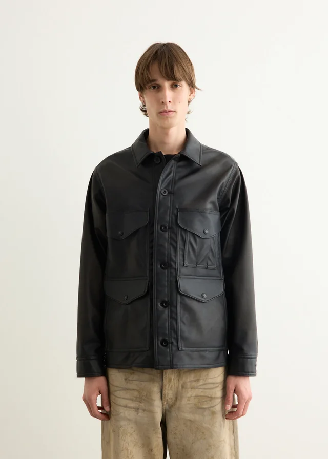 Junya Watanabe Filson Synthetic Leather x Wool Moss Jacket in Black from Incu, photo 1 of 1