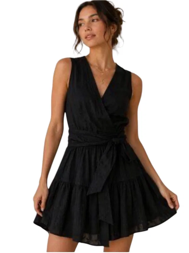 Christian Lacroix Linen Blend Sleeveless Wrap Mini Dress W/Tie Belt Size L in black from Poshmark