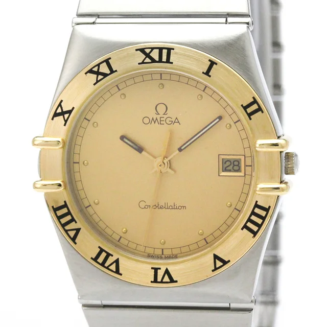 Omega Constellation 18K Gold Steel Quartz Mens Watch 396.1080 Polished in Gold from Elady