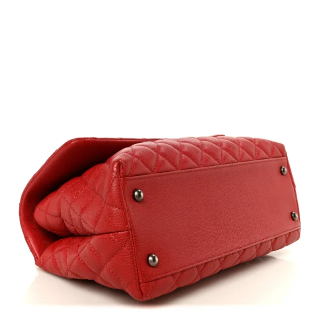 Chanel Caviar Quilted Small Coco Handle Flap Red in Red Caviar leather from FASHIONPHILE, photo 4 of 11