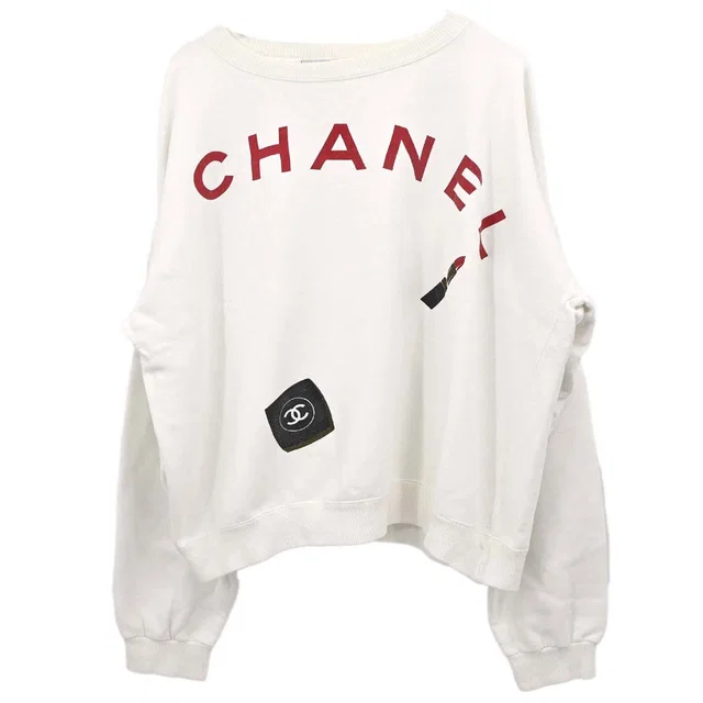 Chanel Long Sleeve Top Sweater White #M in White from AMORE Vintage Tokyo