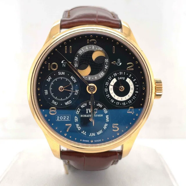 IWC Portuguese Perpetual Calendar Black Dial Mens Watch IW502119 in brown|pink|gold|red|black Leather from Jomashop.com
