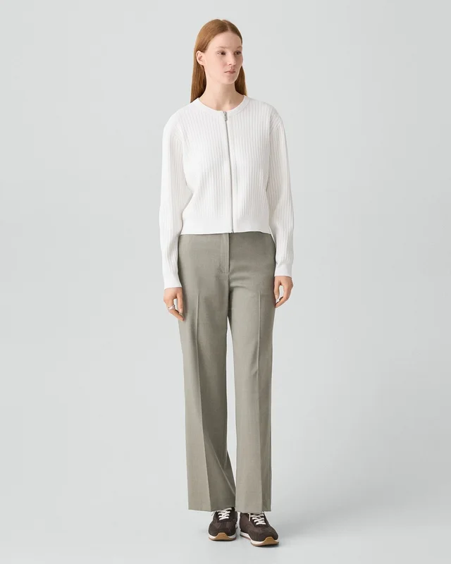 Theory Pointelle Cardigan in Crepe Knit in WHITE, photo 12 of 12 from Theory