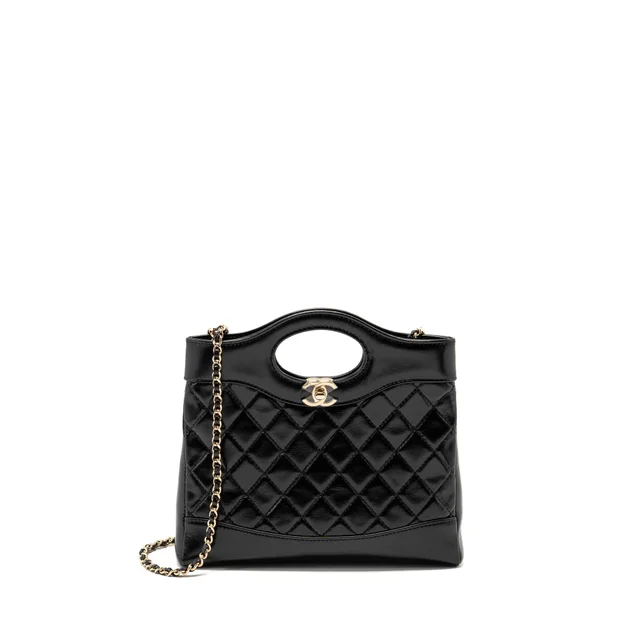 Chanel Mini 31 bag shiny lambskin black LGHW (microchip) in Black Lambskin from EMIER