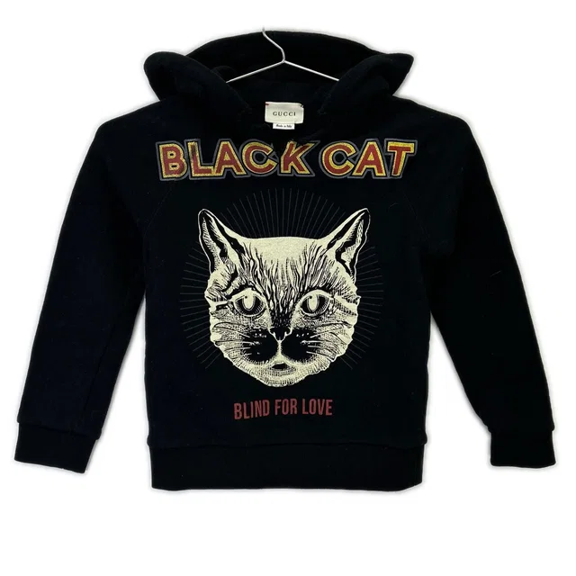 Gucci Black Cat Hoodie in Black from The Reluxe