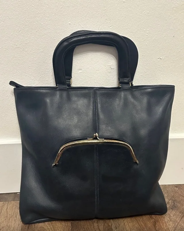 Coach Vintage Bonnie Cashin Kisslock Leather Tote Bag in black Leather from Poshmark