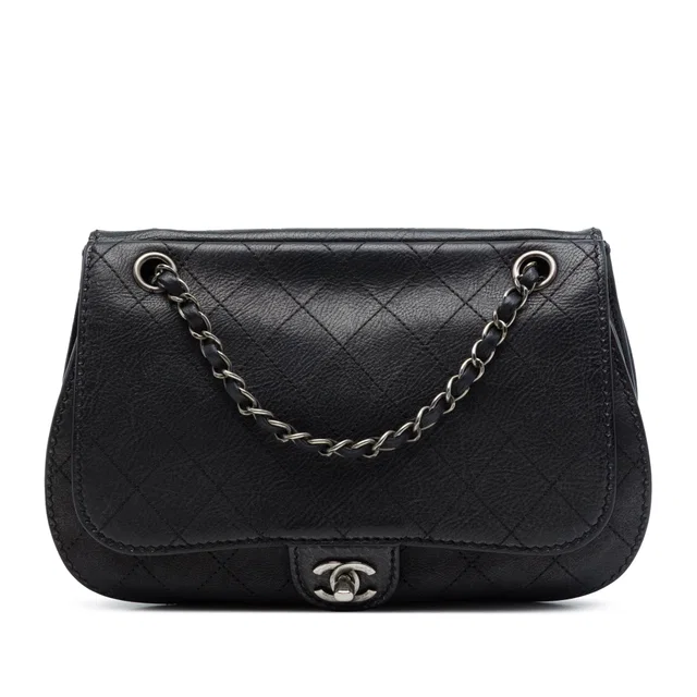 Black Chanel Quilted Calfskin Coco Twin Flap Crossbody Bag in Black Calfskin from Designer Revival