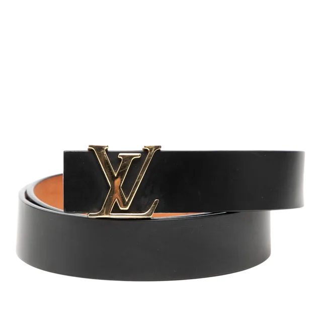 Black Louis Vuitton Leather Initiales Belt in Black Leather from Designer Revival