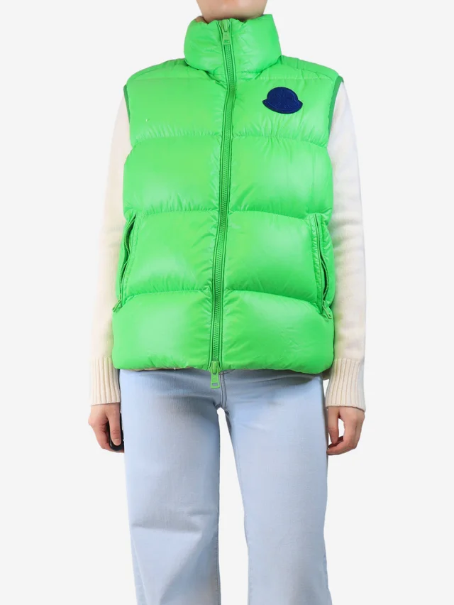 Moncler Bright green puffer vest - size UK 12 in Green from Sign of the Times