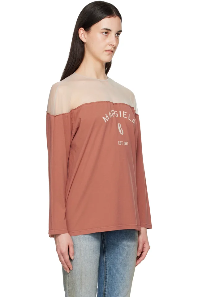 MM6 Maison Margiela Tan Mannequin Print Jersey Top, photo 2 of 4 from SSENSE