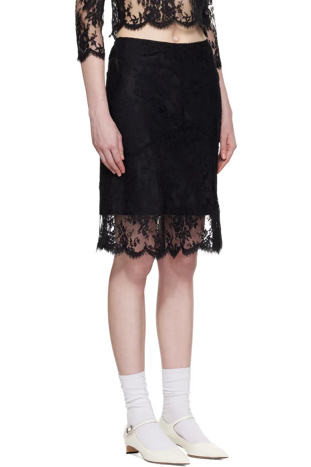 SHUSHU/TONG Black Flared Midi Skirt, photo 2 of 4 from SSENSE