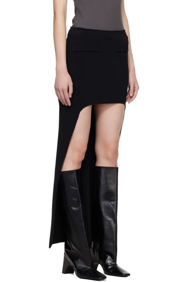 Courrèges Black Circle Edged Long Knit Midi Skirt, photo 2 of 4 from SSENSE