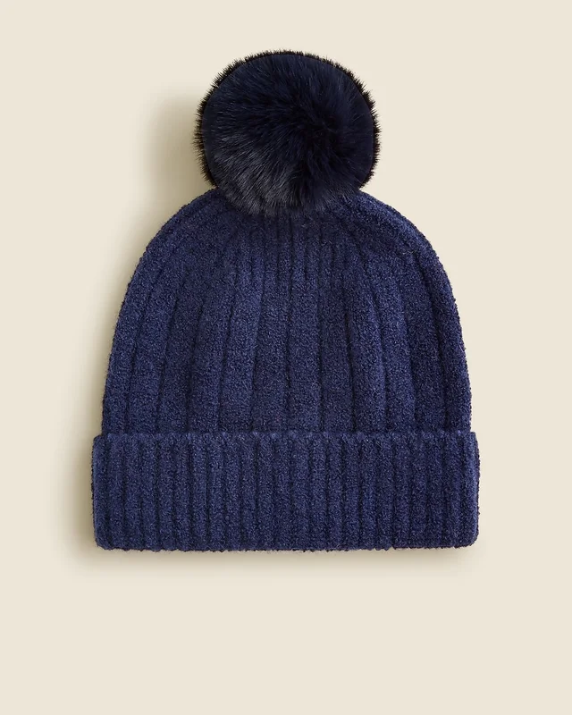 J.Crew Ribbed pom-pom beanie in Supersoft yarn in Blue from J.Crew (Canada), photo 1 of 1