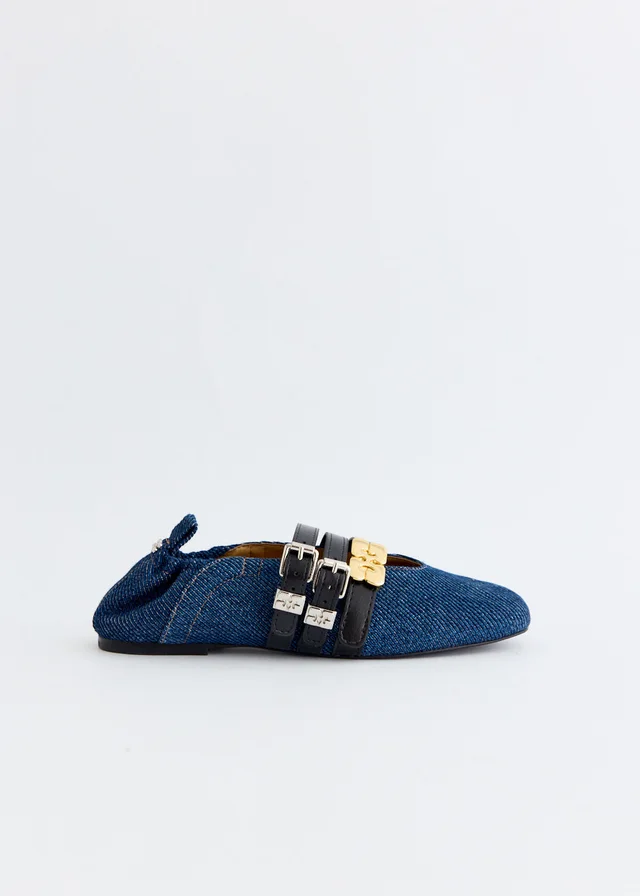 Ganni Sue Triple Ballerina Flats in Blue from Incu, photo 1 of 1