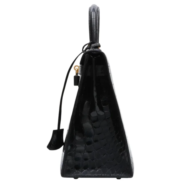 Hermès 1991 Alligator Kelly 28 Black in Black Crocodile from VINTAGE QOO TOKYO, photo 3 of 17