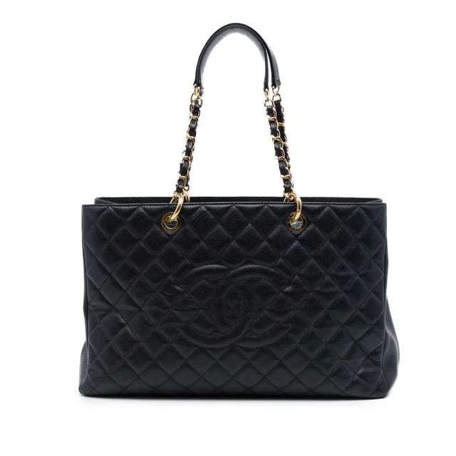 Black Chanel Caviar Grand Shopping Tote XL in Black Caviar leather from Designer Revival