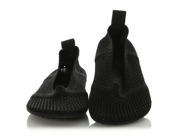 Bottega Veneta Black Atomic Mesh Ballerina Flats in Black Leather from Ann's Fabulous Finds, photo 2 of 6