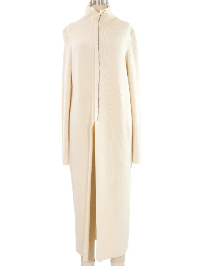2019 Jil Sander Ivory Sweater Dress in White Wool from Arcade Vintage