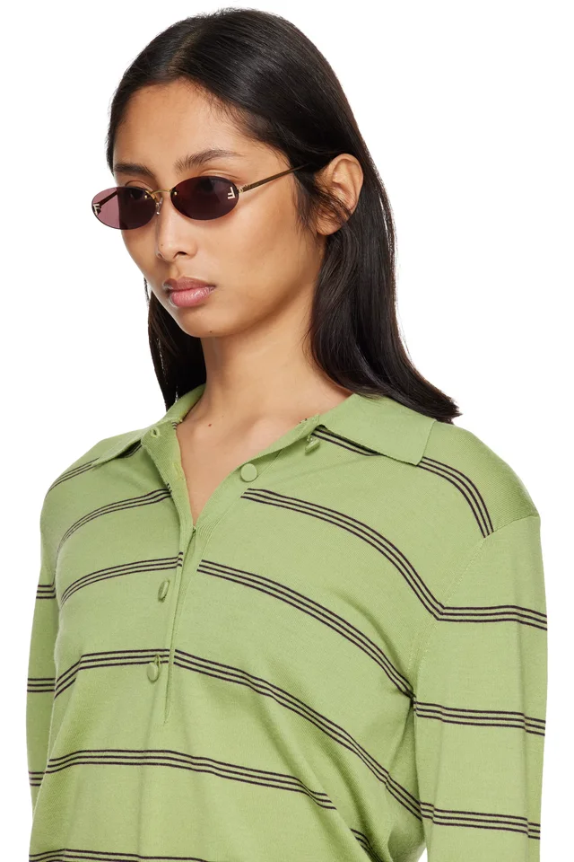 Gold 'Fendi First' Crystal Sunglasses, photo 4 of 4 from SSENSE