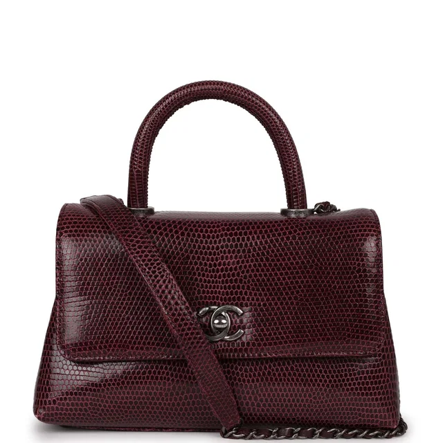 Chanel Mini Coco Handle Burgundy Lizard Ruthenium Hardware in Burgundy Lizard from Madison Avenue Couture