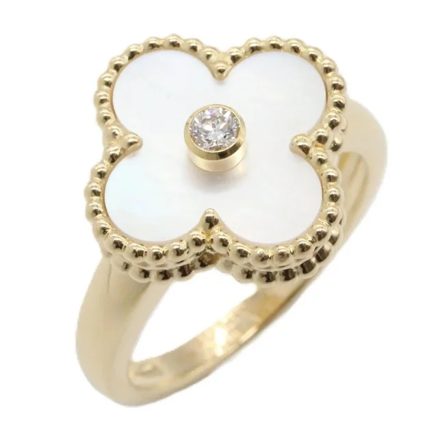 Van Cleef & Arpels Vintage Alhambra Mother Of Pearl 1pd Ring - 18k (Yellow Gold) Diamond For Women Gold Tone in multicolor from Grailed