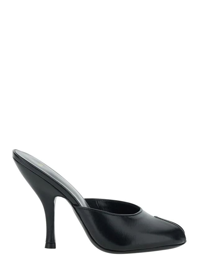 JUDE 'Date' black Heeled Sandals with cut-out toe in leather for women in Black 100% Lambskin, photo 2 of 8 from Gaudenzi Boutique