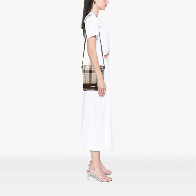 Beige Burberry House Check Canvas Flap Crossbody in Beige Canvas from Designer Revival, photo 6 of 6
