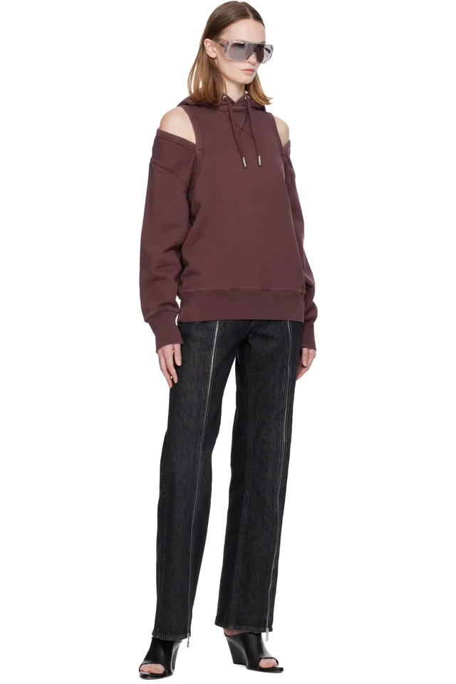 Jean Paul Gaultier Burgundy Cut Out Hoodie, photo 4 of 4 from SSENSE