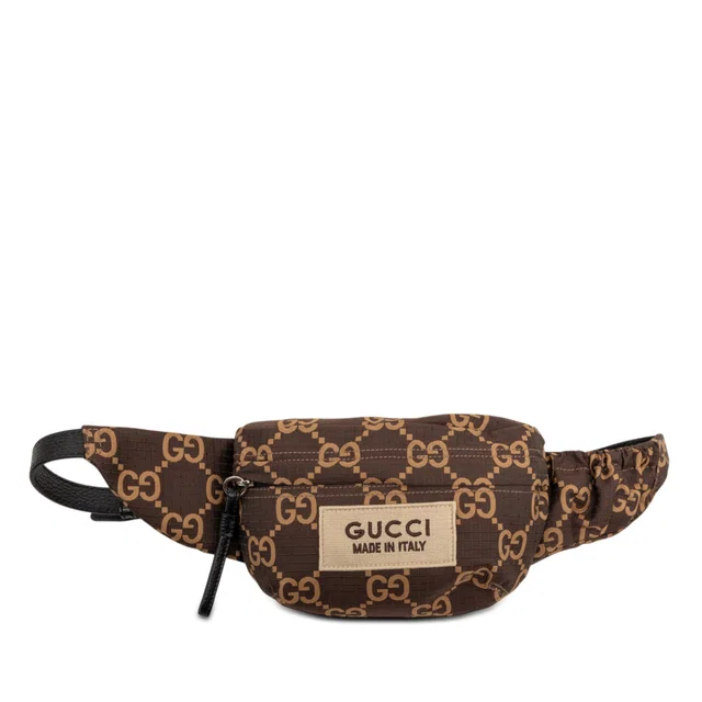 Brown Gucci GG Nylon Ripstop Belt Bag in Brown Nylon from Designer Revival