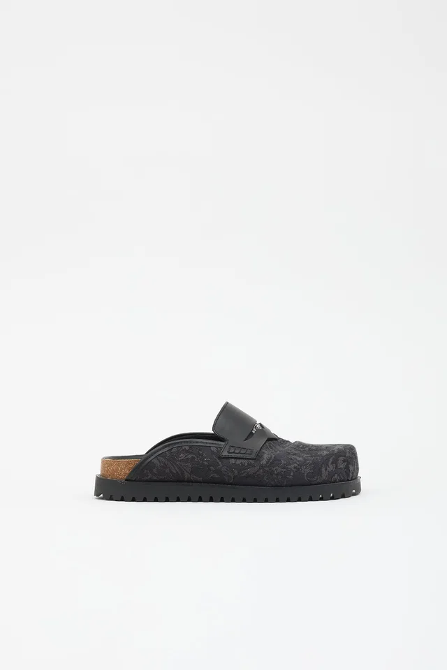 Versace Barocco Jacquard Mule in Leather from VSP Consignment