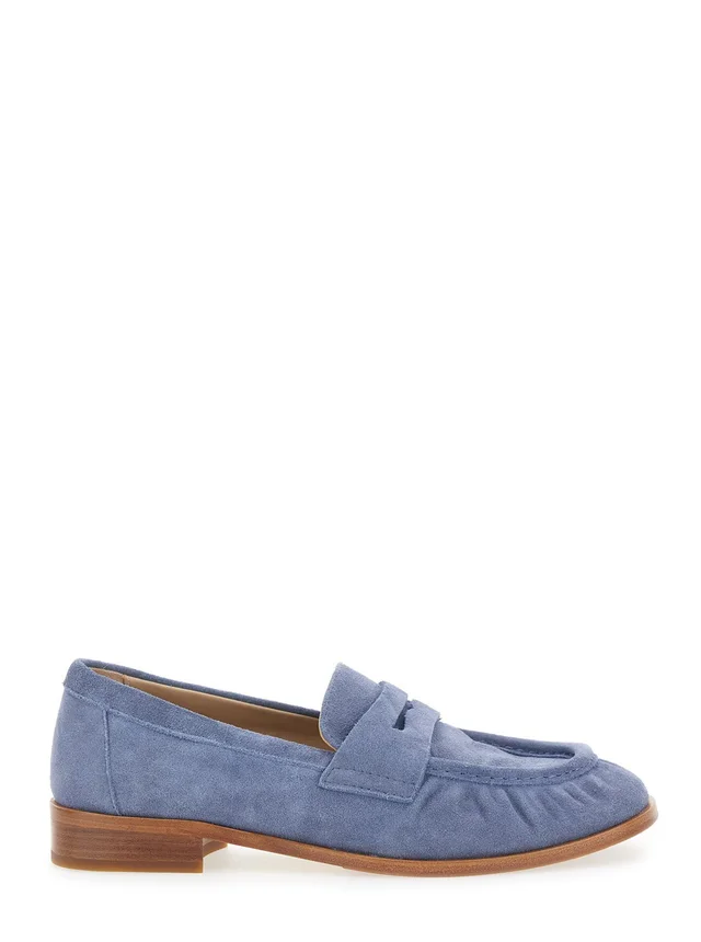 STRATEGIA Blue "Revue" Loafers with Rounded Toe in Leather Women in Blue, photo 2 of 8 from Gaudenzi Boutique
