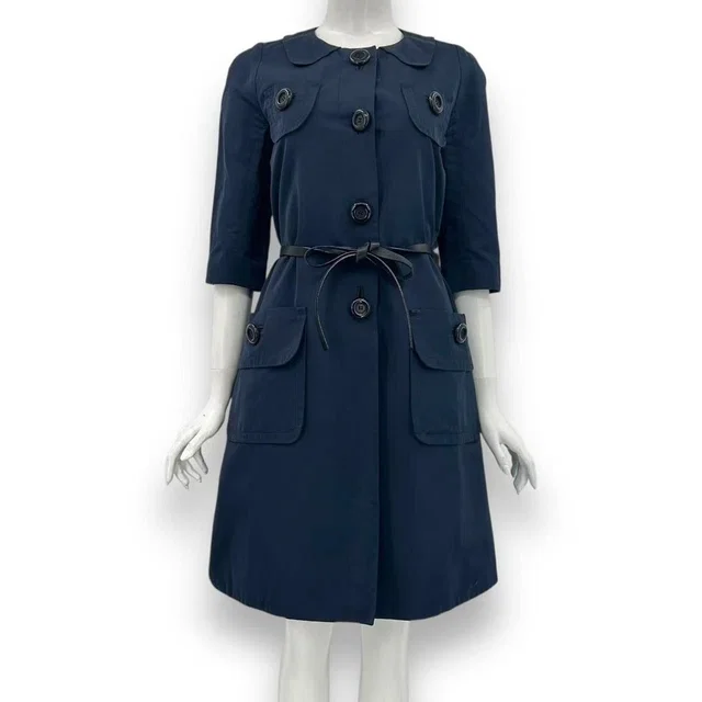 Louis Vuitton Coat with Belt Logo Navy in Navy from The Reluxe