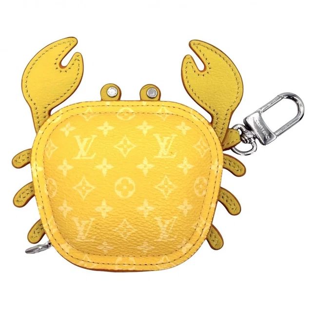 Key Holder Charm LV Crab Pouch Case Monogram Canvas Yellow Silver in Yellow Coated canvas from The Reluxe