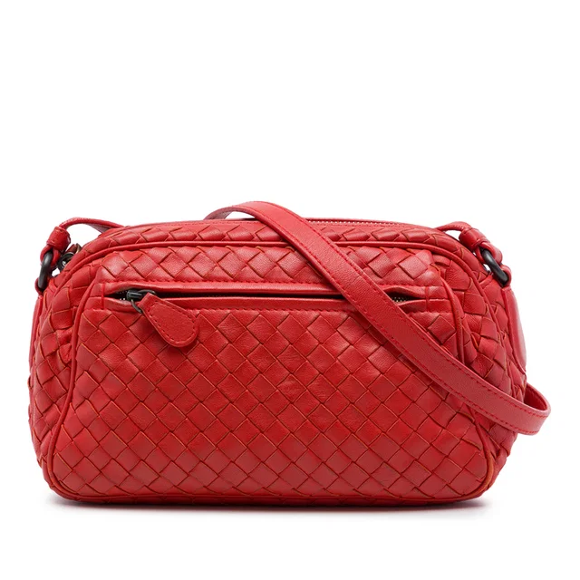 Red Bottega Veneta Nappa Intrecciato Crossbody in Red Nappa leather from Designer Revival