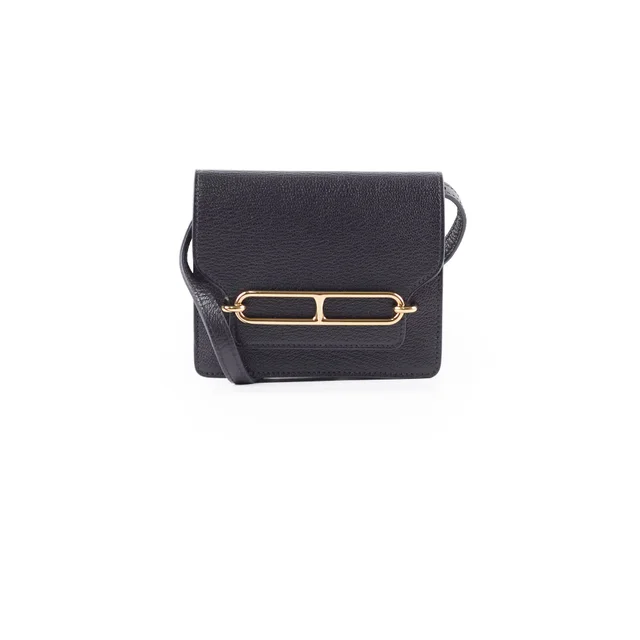 Hermès Roulis Slim Wallet Black Chevre in Black Goatskin from The Purse Affair